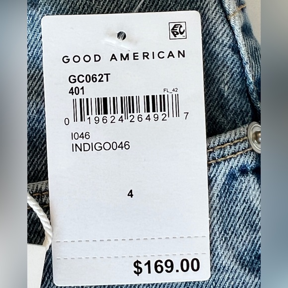 Good American Good Classic High Rise Distressed Jeans, Indigo - Size 27 - Picture 10 of 12